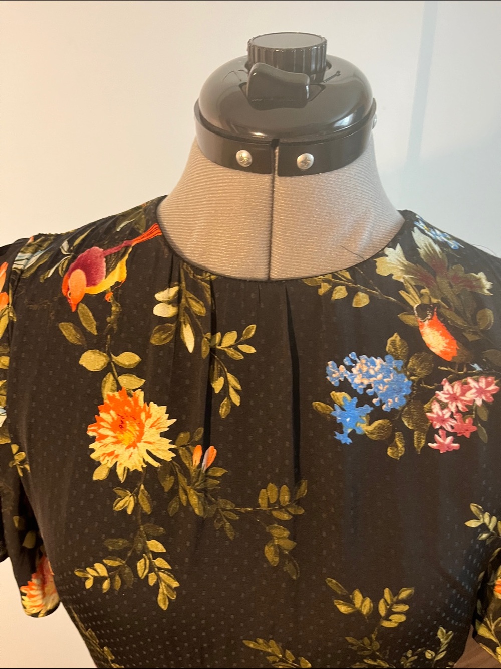 H&M Black Floral Midi Dress with Multicolor Blooms - Picture 3 of 9